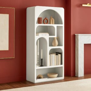 Karnak Float Display Unit – Modern Engineered Wood Shelf Cabinet with 4 Open Shelves, Minimalist Storage Furniture (White)