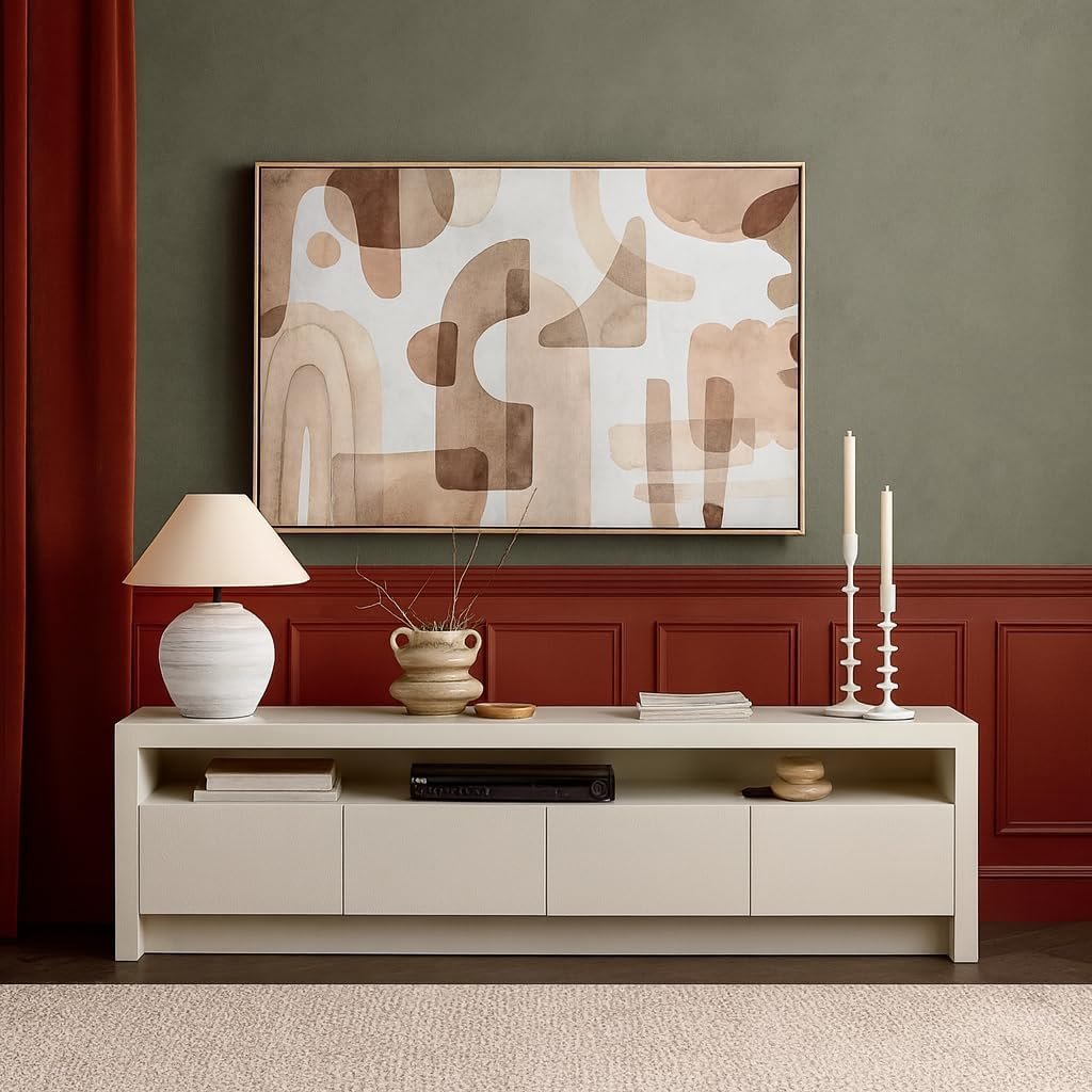 Karnak Horizon TV Unit | Modern Media Console with 4 Doors & Open Shelf | Stylish Wooden TV Cabinet with Storage for Living Room Furniture