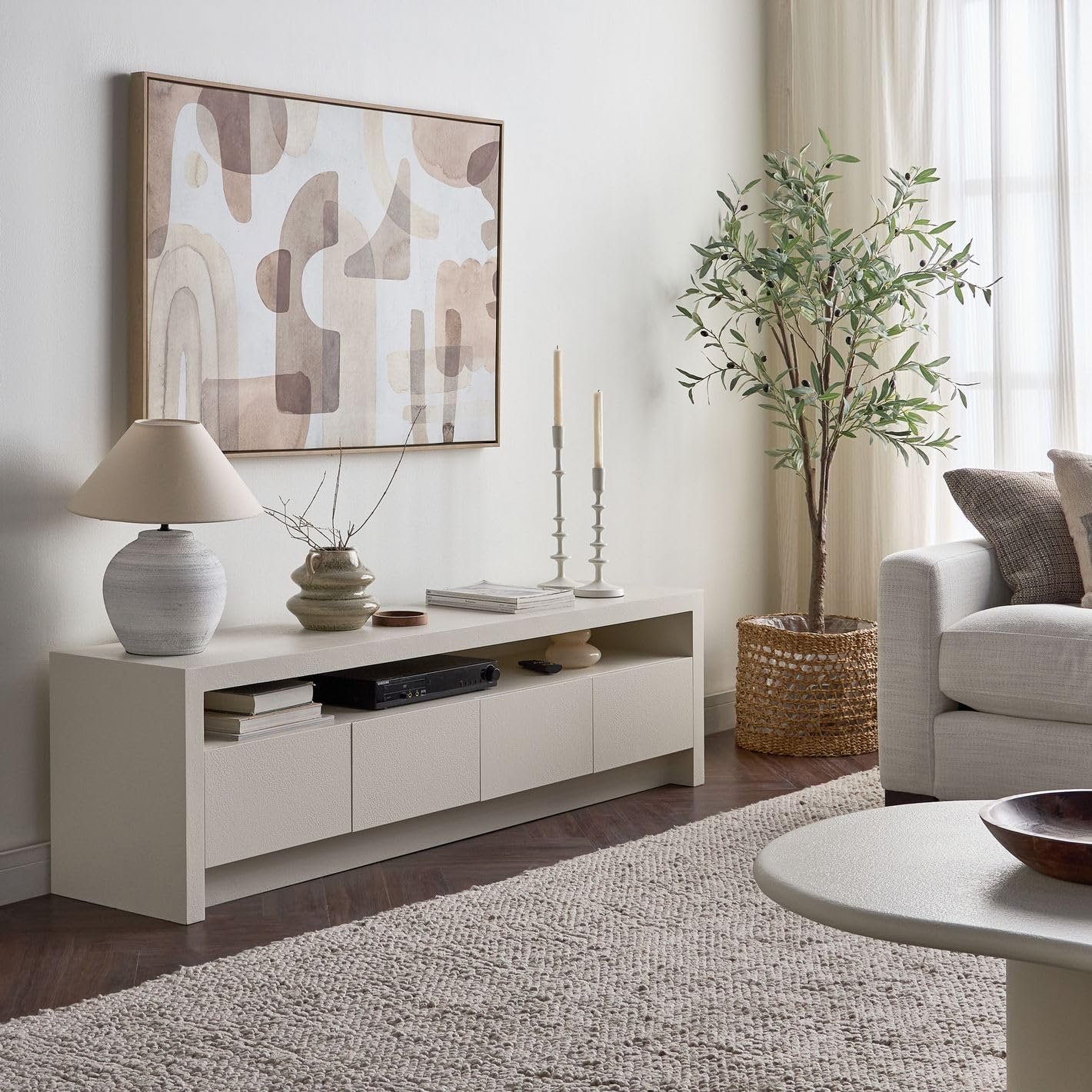 Karnak Horizon TV Unit | Modern Media Console with 4 Doors & Open Shelf | Stylish Wooden TV Cabinet with Storage for Living Room Furniture - Image 2