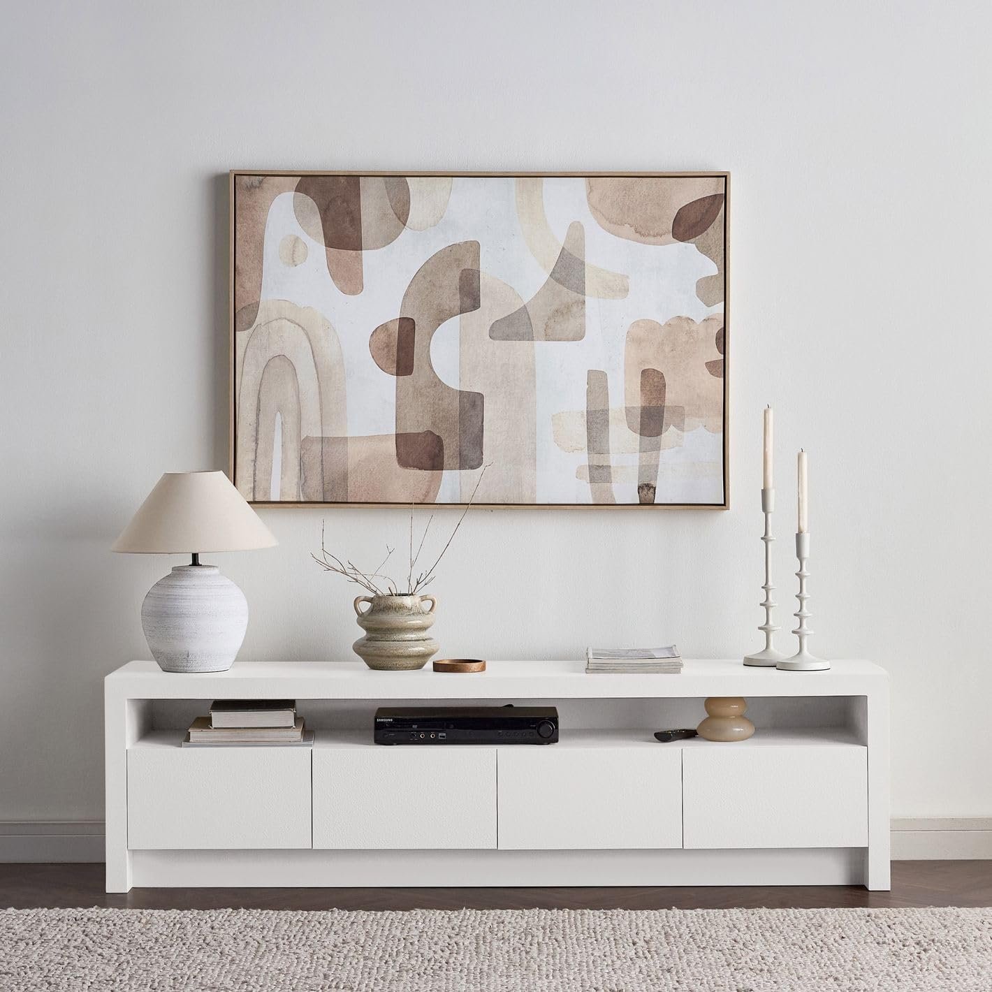 Karnak Horizon TV Unit | Modern Media Console with 4 Doors & Open Shelf | Stylish Wooden TV Cabinet with Storage for Living Room Furniture - Image 10