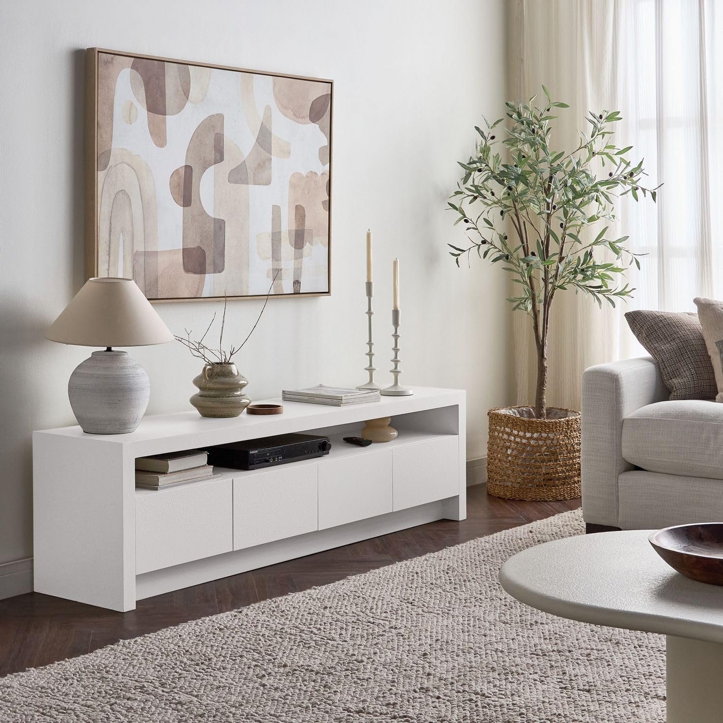 Karnak Horizon TV Unit | Modern Media Console with 4 Doors & Open Shelf | Stylish Wooden TV Cabinet with Storage for Living Room Furniture - Image 15