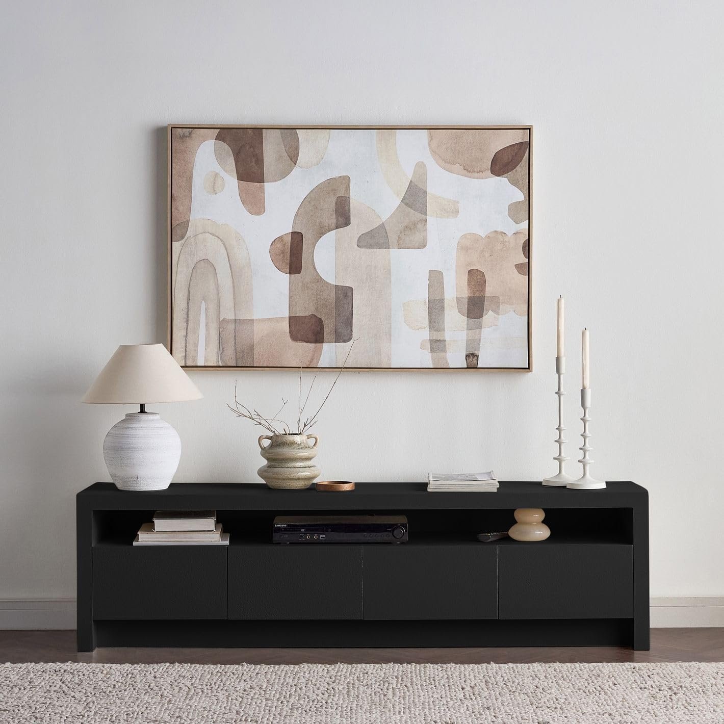 Karnak Horizon TV Unit | Modern Media Console with 4 Doors & Open Shelf | Stylish Wooden TV Cabinet with Storage for Living Room Furniture - Image 18