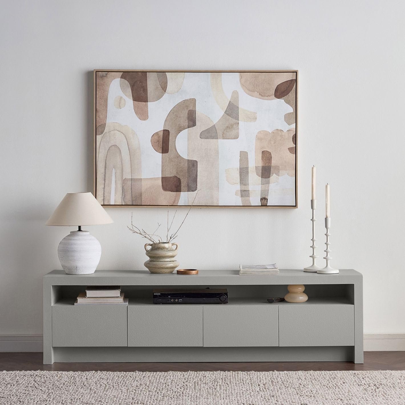 Karnak Horizon TV Unit | Modern Media Console with 4 Doors & Open Shelf | Stylish Wooden TV Cabinet with Storage for Living Room Furniture - Image 30