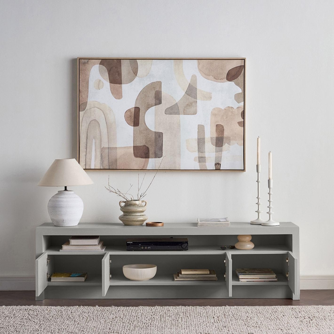 Karnak Horizon TV Unit | Modern Media Console with 4 Doors & Shelf | Elegant Wooden TV Cabinet with Storage for Living Room Furniture (Black) - Image 17