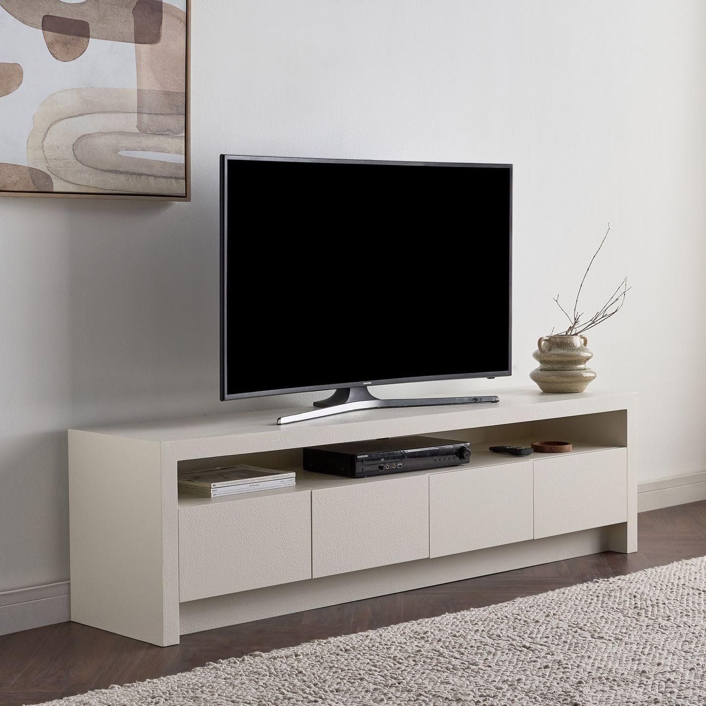 Karnak Horizon TV Unit | Modern Media Console with 4 Doors & Shelf | Elegant Wooden TV Cabinet with Storage for Living Room Furniture (Black) - Image 30