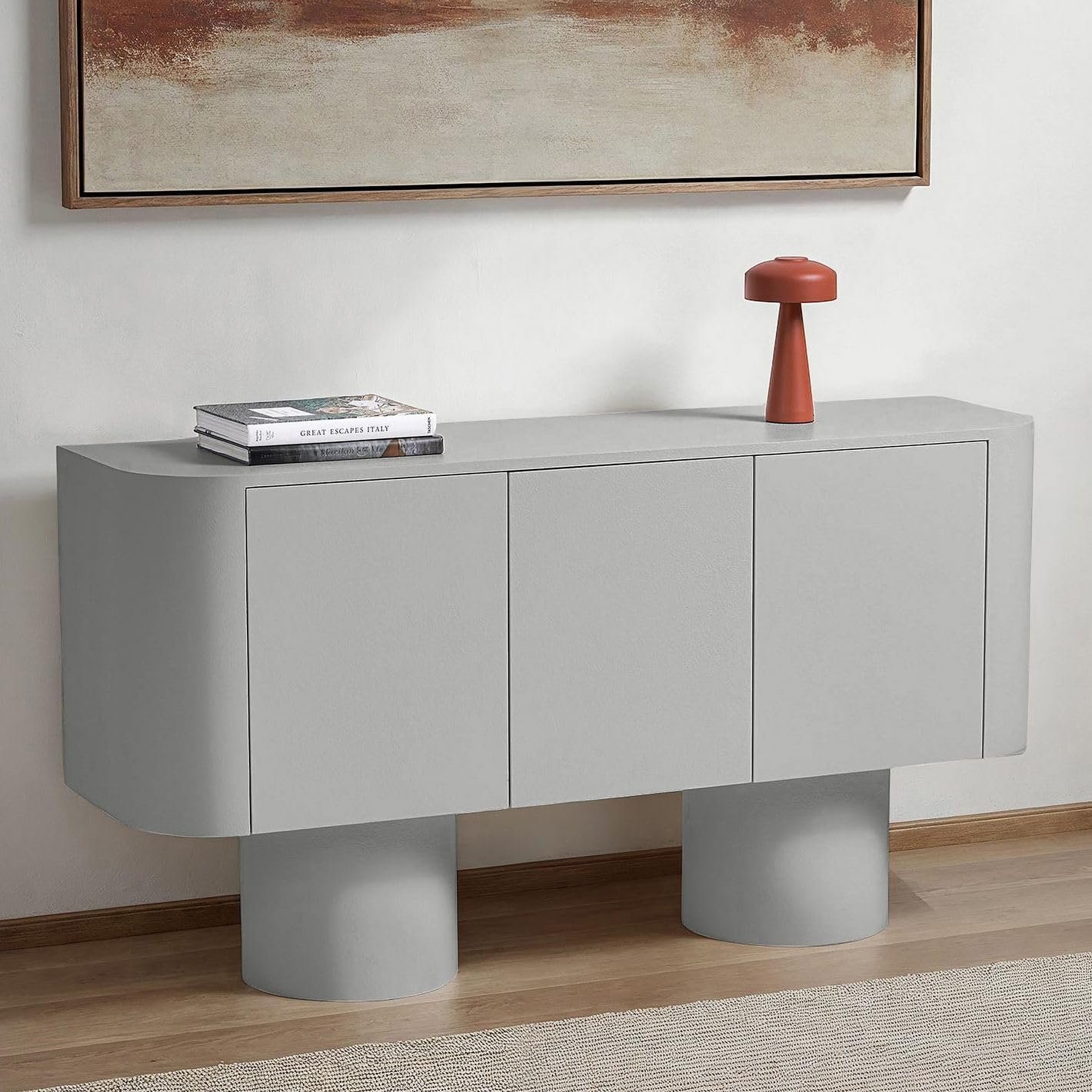 Karnak Meadow Buffet Modern Homestead Sideboard with 3 Shelves, Spacious Storage & Durable Engineered Wood Construction (Grey) - Image 2