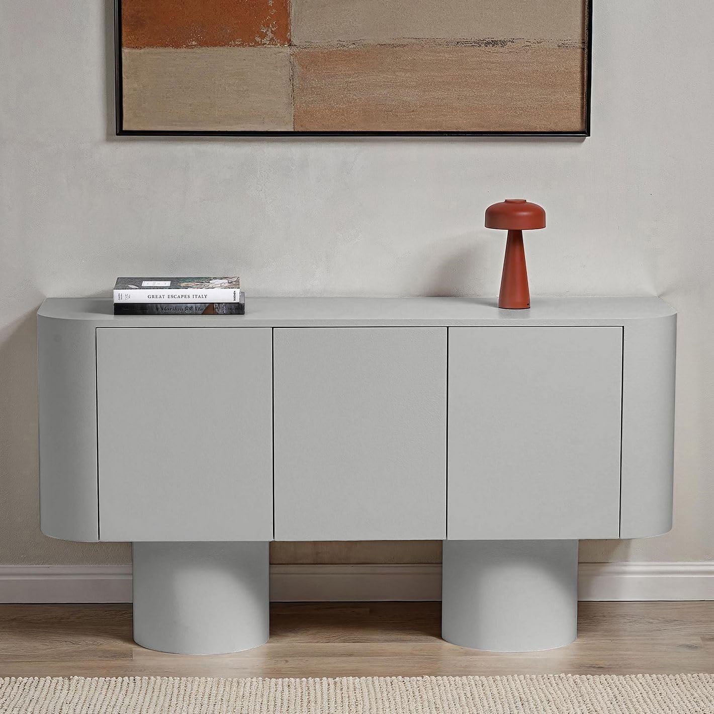 Karnak Meadow Buffet Modern Homestead Sideboard with 3 Shelves, Spacious Storage & Durable Engineered Wood Construction (Grey) - Image 3