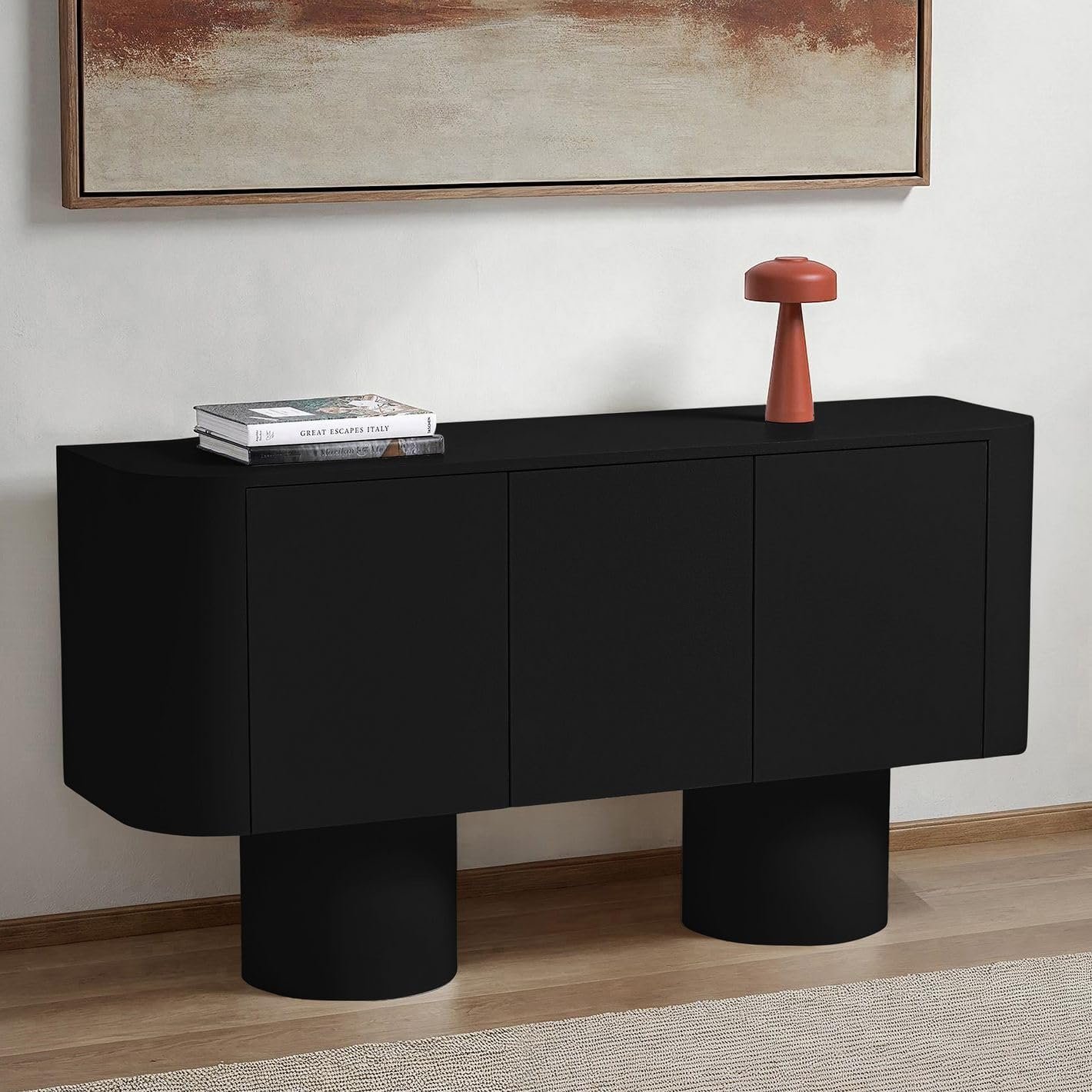 Karnak Meadow Buffet Modern Homestead Sideboard with 3 Shelves, Spacious Storage & Durable Engineered Wood Construction (Grey) - Image 13