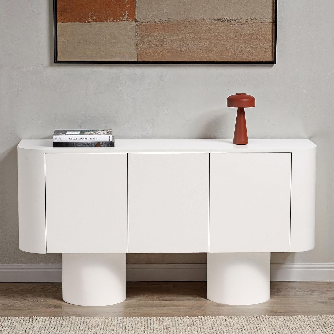 Karnak Meadow Buffet Modern Homestead Sideboard with 3 Shelves, Spacious Storage & Durable Engineered Wood Construction (Grey) - Image 15