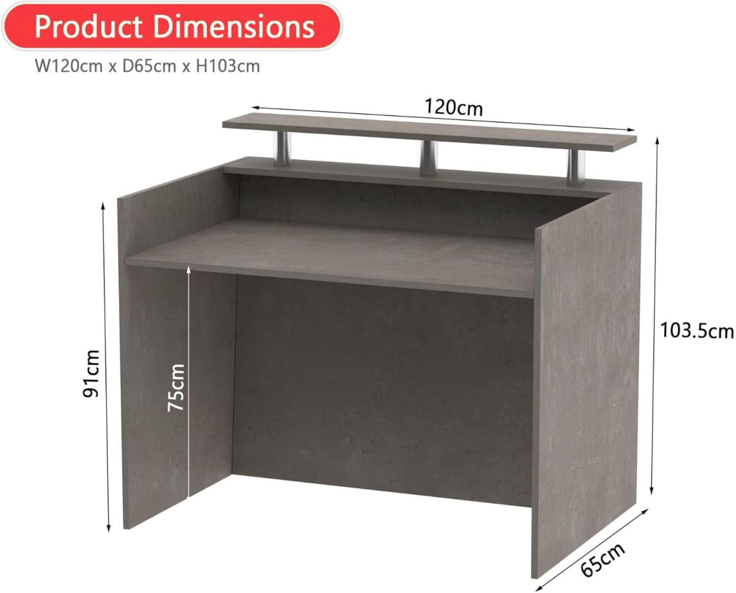 Karnak Modern 2-Person Reception Desk | Office Counter Table | Elegant MDF Front Desk for Hotel, Office & Restaurant (Dark Brown) - Image 44