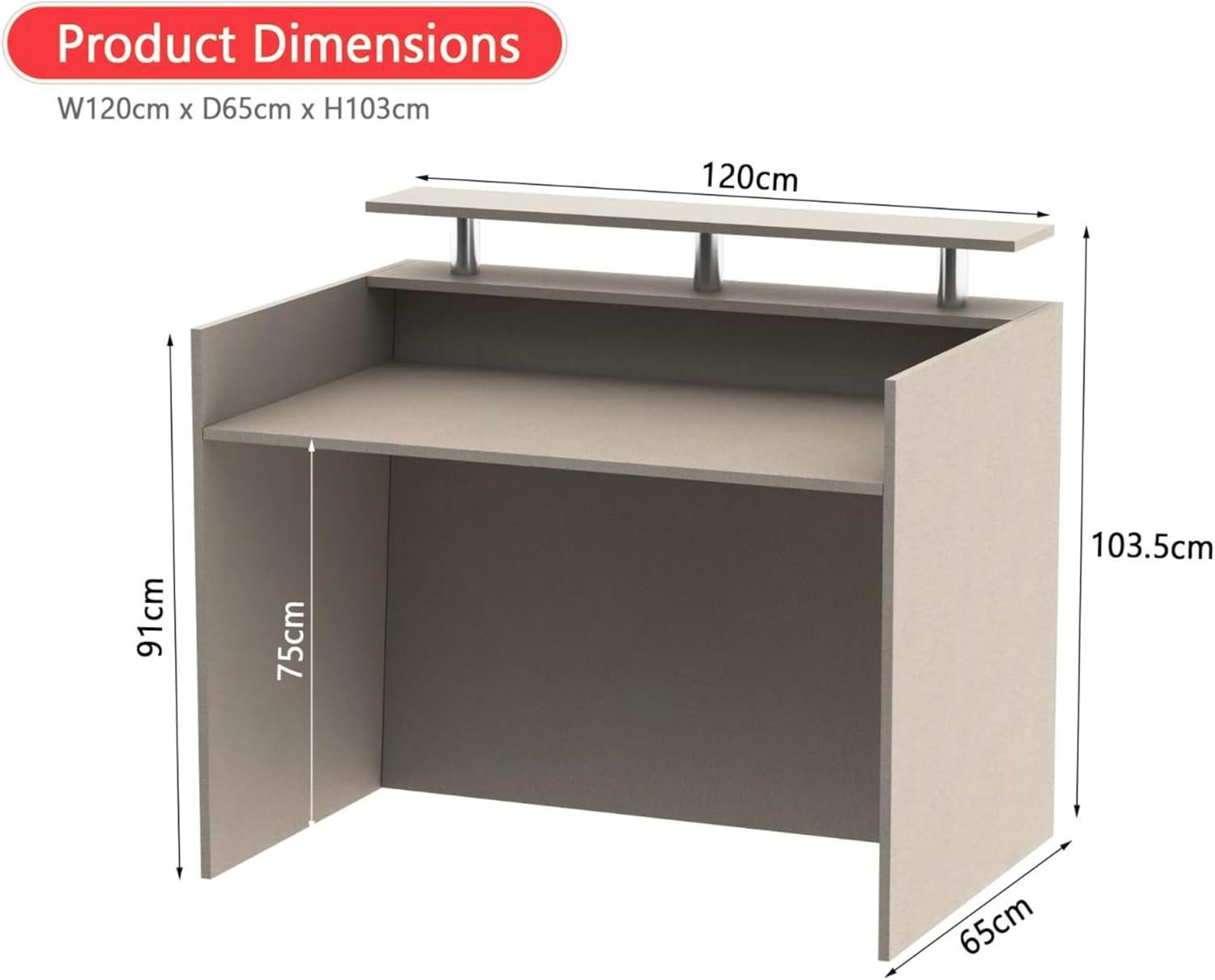 Karnak Modern 2-Person Reception Desk | Office Counter Table | Elegant MDF Front Desk for Hotel, Office & Restaurant (Dark Brown) - Image 51