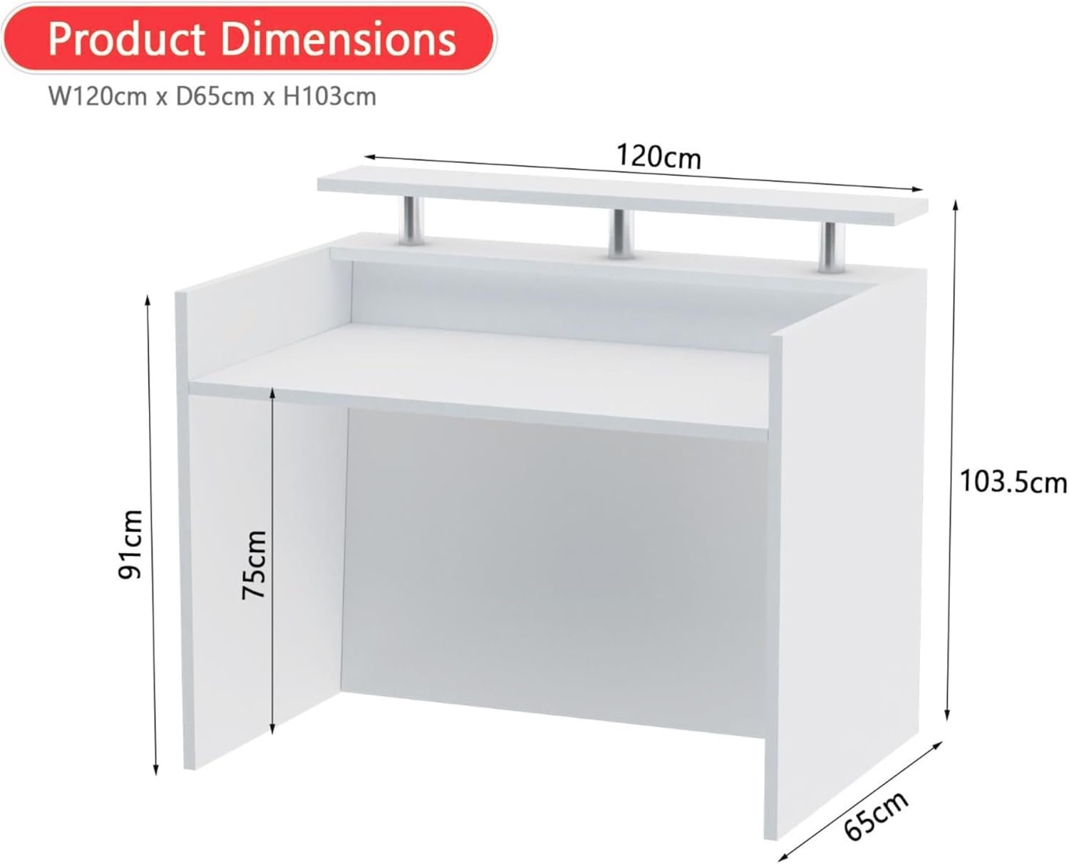Karnak Modern 2-Person Reception Desk | Office Counter Table | Elegant MDF Front Desk for Hotel, Office & Restaurant (Light Brown) - Image 23
