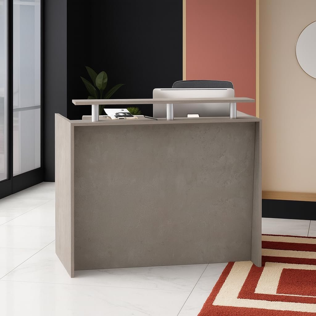 Karnak Modern 2-Person Reception Desk | Office Counter Table | Elegant MDF Front Desk for Hotel, Office & Restaurant (Light Brown) - Image 36