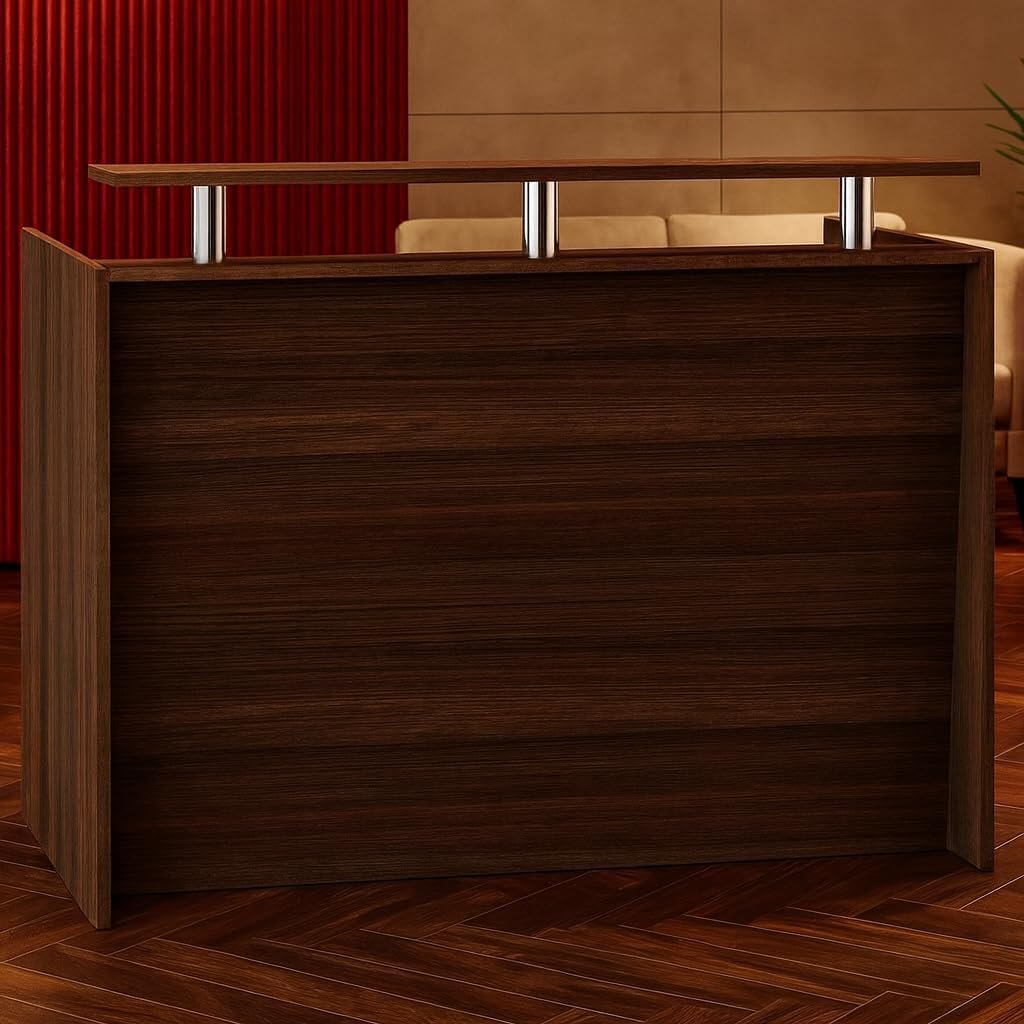Karnak Modern 2-Person Reception Desk | Office Counter Table | Elegant MDF Front Desk for Hotel, Office & Restaurant (Light Brown) - Image 53
