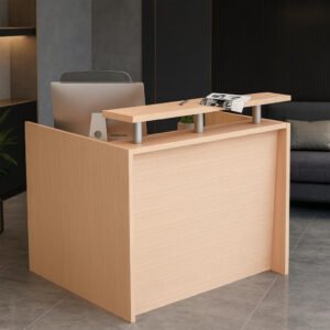 Karnak Modern 2-Person Reception Desk | Office Counter Table | Elegant MDF Front Desk for Hotel, Office & Restaurant (Pink)