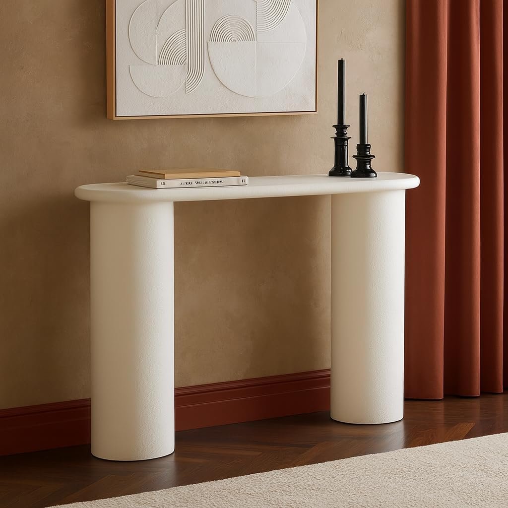 Karnak Pillar Console Table | Modern MDF Console with Plaster Finish & Sleek Pillar Legs | Hallway & Living Room Furniture (Black) - Image 8
