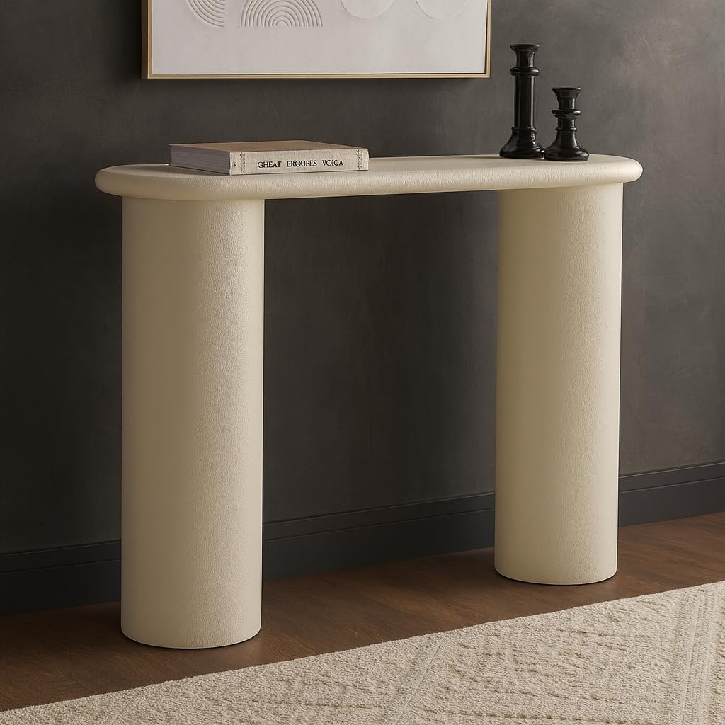 Karnak Pillar Console Table | Modern MDF Console with Plaster Finish & Sleek Pillar Legs | Hallway & Living Room Furniture (Black) - Image 15
