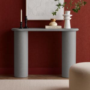 Karnak Pillar Console Table | Modern MDF Console with Plaster Finish & Sleek Pillar Legs | Hallway & Living Room Furniture (Grey)
