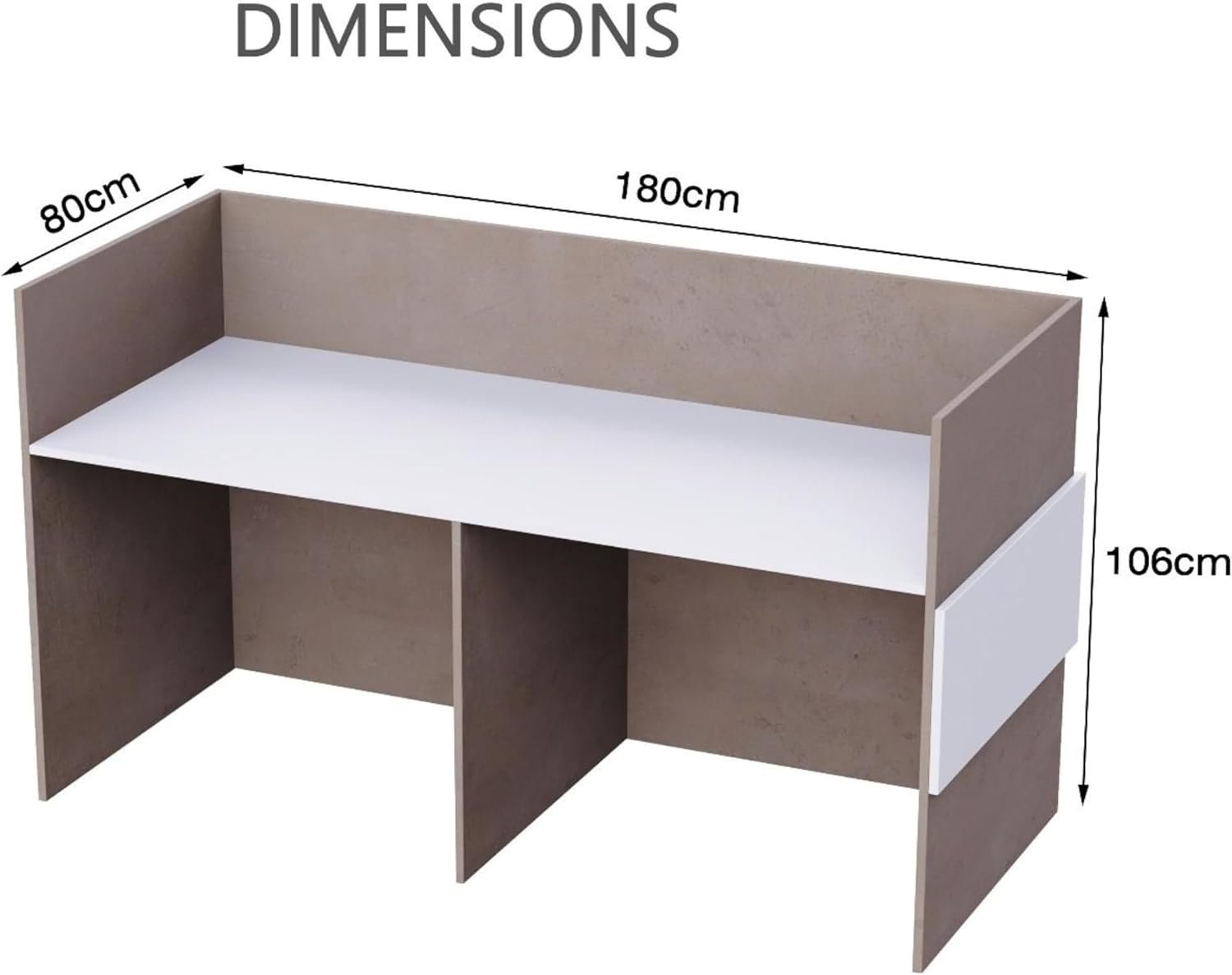 Karnak Reception Desk | Modern Office Front Desk for 2 Staff | 180cm Wide Reception Desk for Front Office Desk | Office, Hotel & Restaurant Use (Natural Wooden & Grey) - Image 10