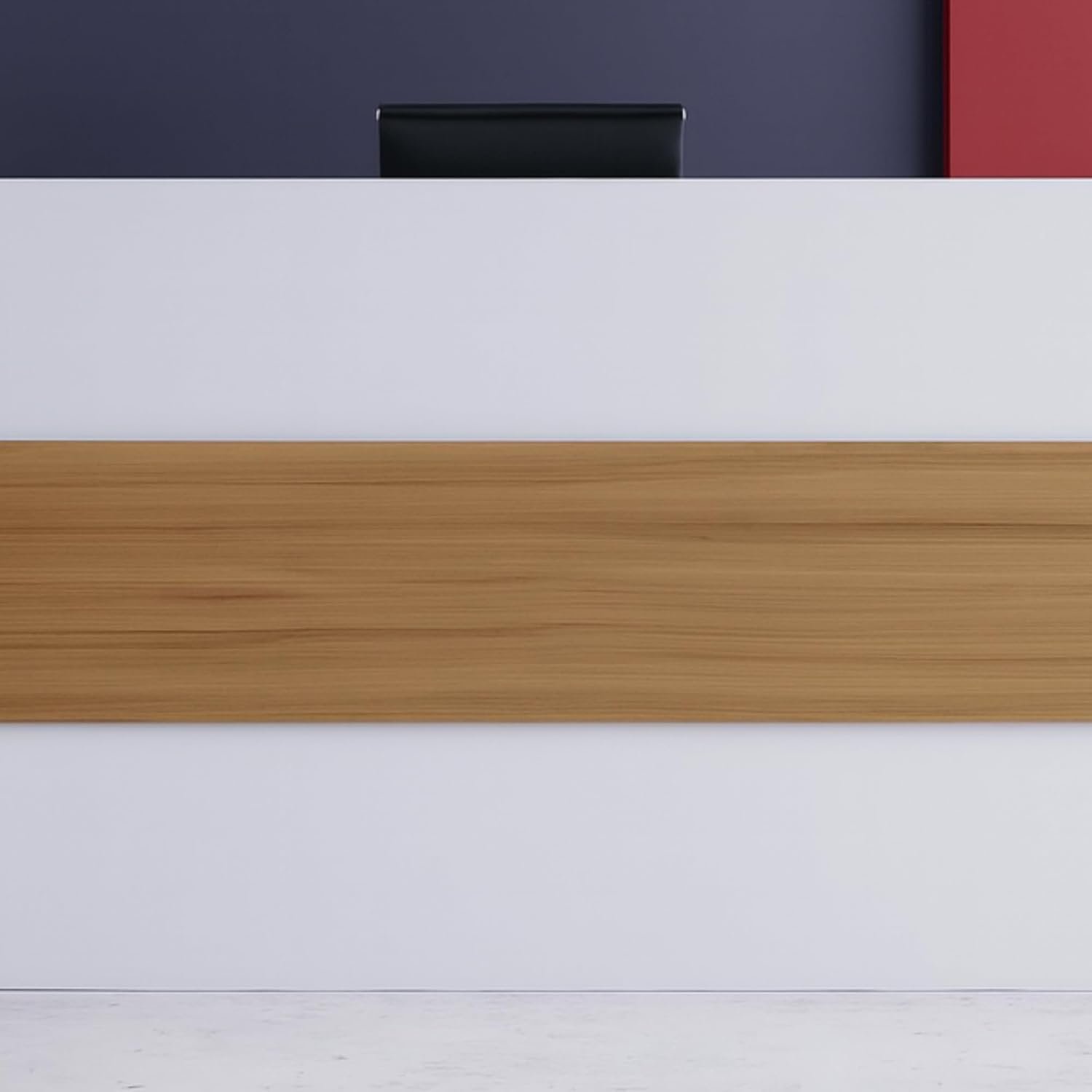 Karnak Reception Desk | Modern Office Front Desk for 2 Staff | 180cm Wide Reception Desk for Front Office Desk | Office, Hotel & Restaurant Use (Natural Wooden & Grey) - Image 31