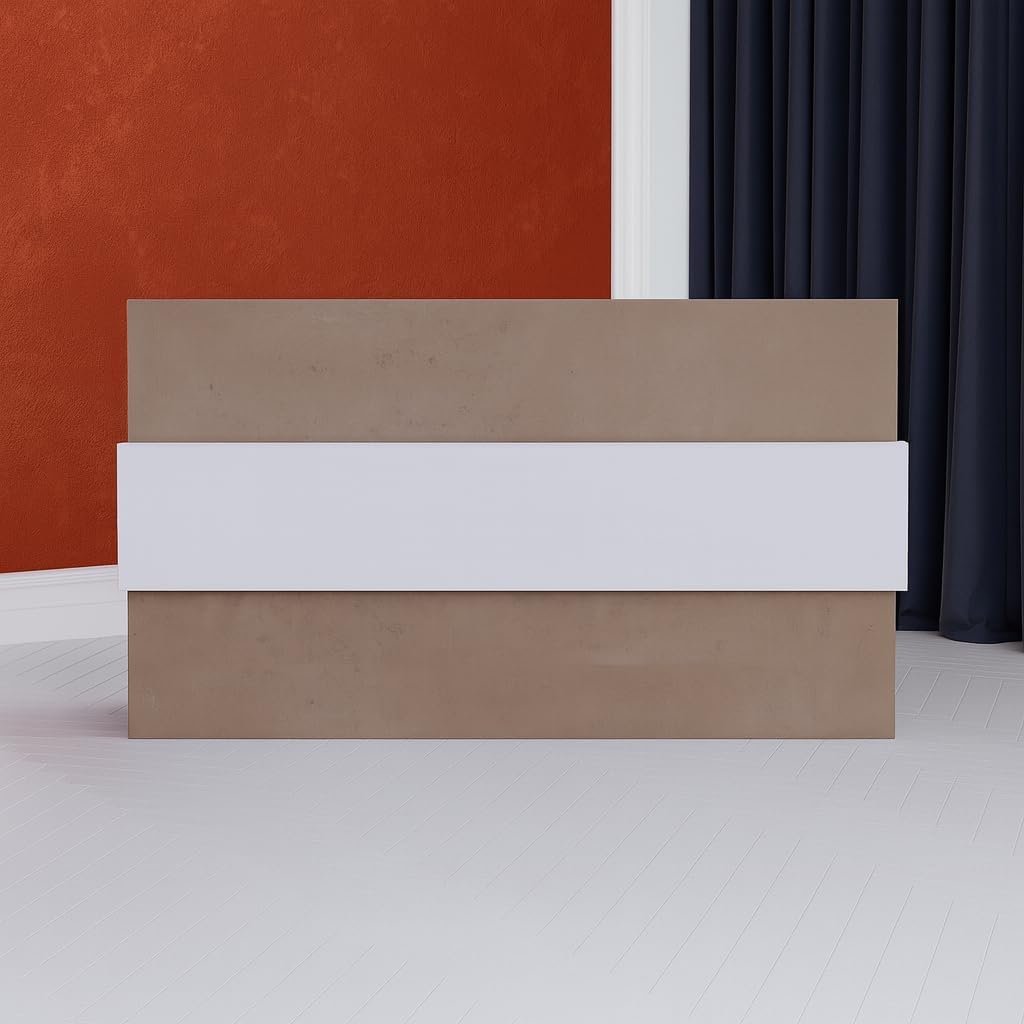 Karnak Reception Desk | Modern Office Front Desk for 2 Staff | 180cm Wide Reception Desk for Front Office Desk | Office, Hotel & Restaurant Use (Oak-Dust & Grey) - Image 3