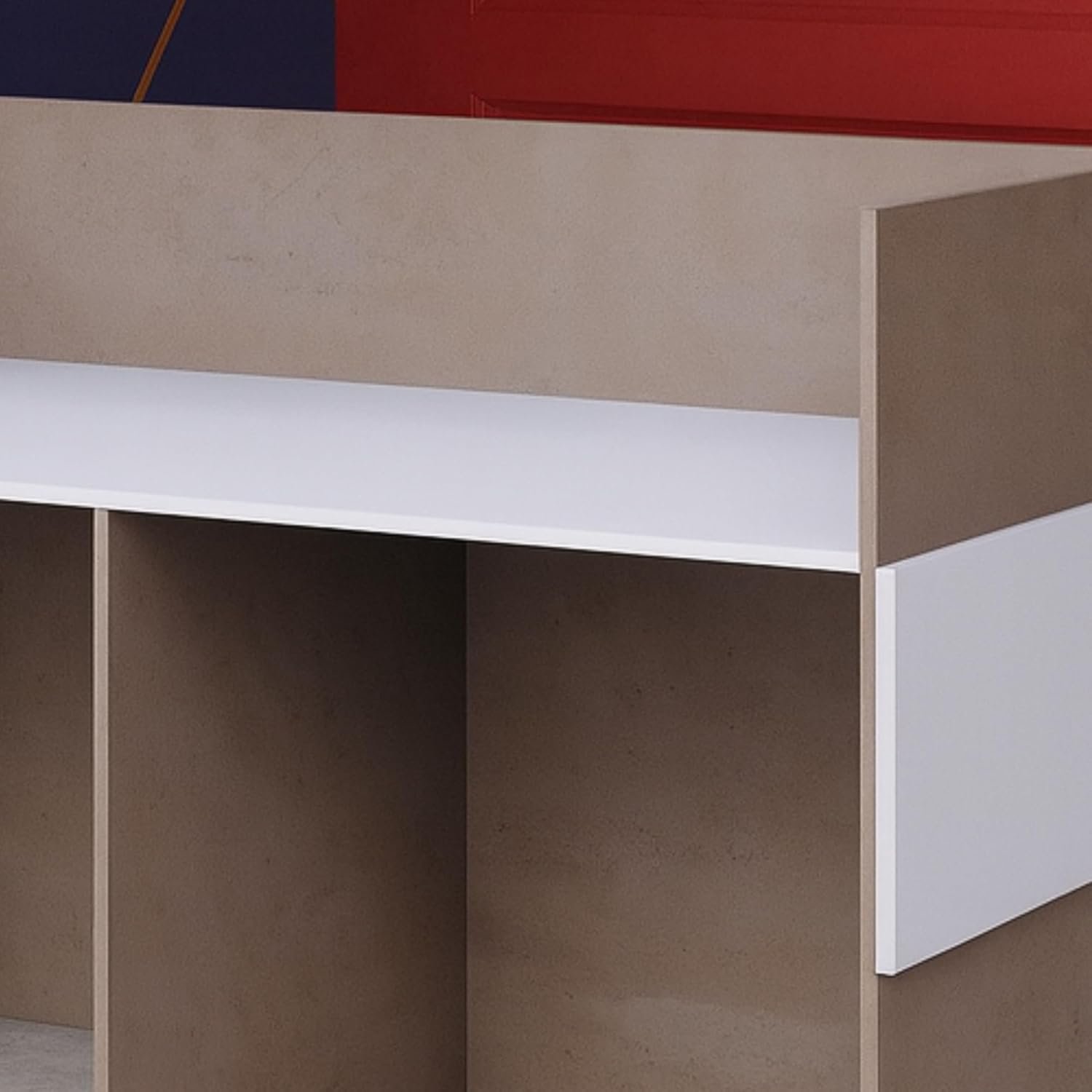 Karnak Reception Desk | Modern Office Front Desk for 2 Staff | 180cm Wide Reception Desk for Front Office Desk | Office, Hotel & Restaurant Use (Oak-Dust & Grey) - Image 22