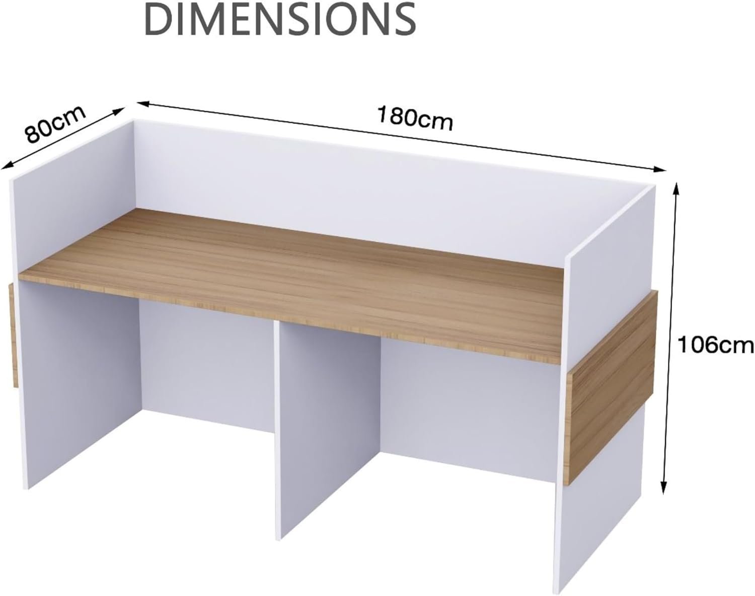 Karnak Reception Desk | Modern Office Front Desk for 2 Staff | 180cm Wide Reception Desk for Front Office Desk | Office, Hotel & Restaurant Use (Oak-Dust & Grey) - Image 26