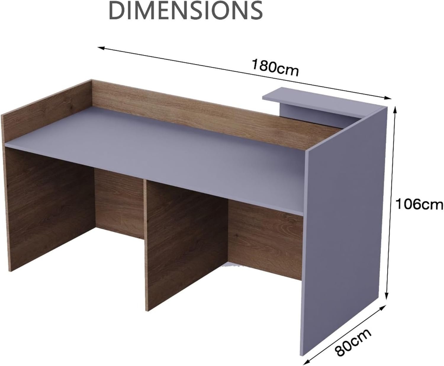 Karnak Reception Desk 180cm | Modern Office Front Desk for 2 Staff | Professional Wide Reception Counter for Office, Hotel & Restaurant Use (Natural Wood & Grey) - Image 9