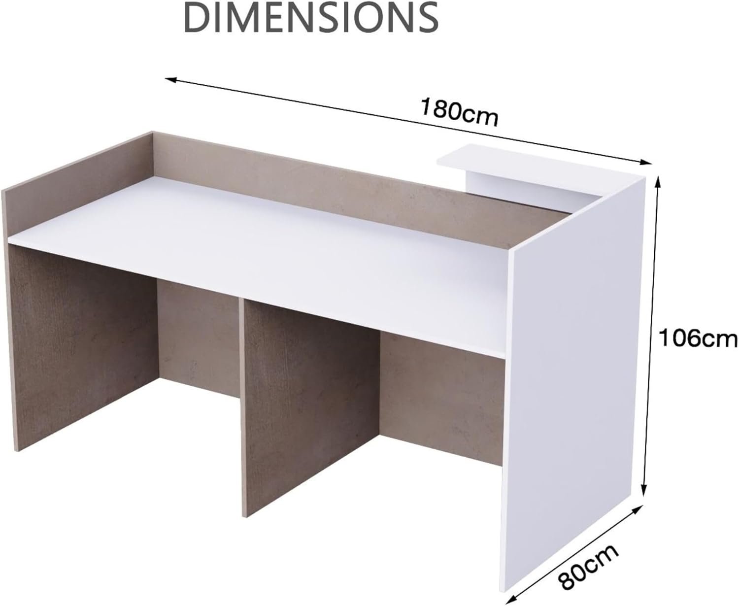 Karnak Reception Desk 180cm | Modern Office Front Desk for 2 Staff | Professional Wide Reception Counter for Office, Hotel & Restaurant Use (Natural Wood & Grey) - Image 25