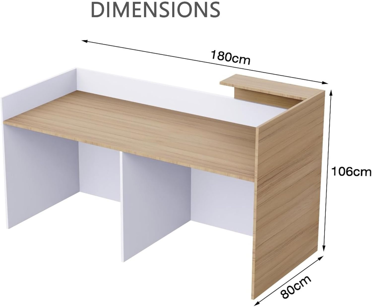 Karnak Reception Desk 180cm | Modern Office Front Desk for 2 Staff | Professional Wide Reception Counter for Office, Hotel & Restaurant Use (Oak-Dust & Grey) - Image 16