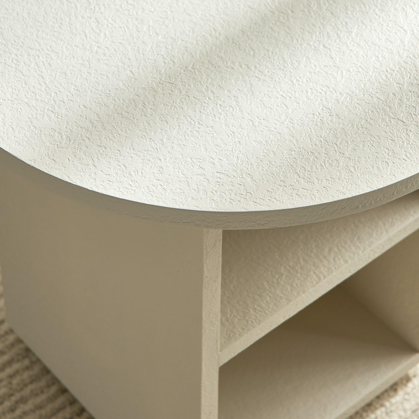 Karnak Seaside Side Table – Modern Round Accent Table for Living Room & Bedroom – Engineered Wood Design (Biege) - Image 3