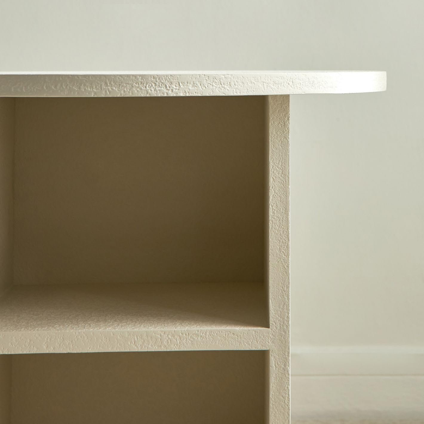 Karnak Seaside Side Table – Modern Round Accent Table for Living Room & Bedroom – Engineered Wood Design (Biege) - Image 4