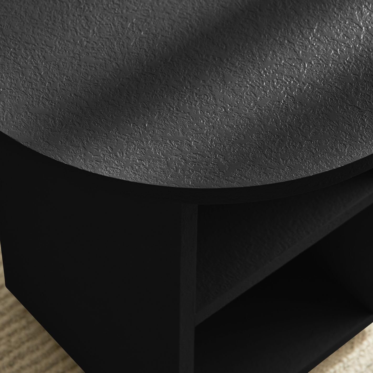 Karnak Seaside Side Table – Modern Round Accent Table for Living Room & Bedroom – Engineered Wood Design (Biege) - Image 9