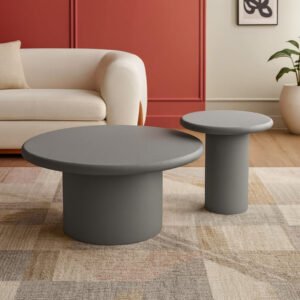 Karnak Sway 2-Piece Coffee Table Set – Modern MDF Nesting Tables with Plaster Finish, Stylish & Versatile Living Room Furniture