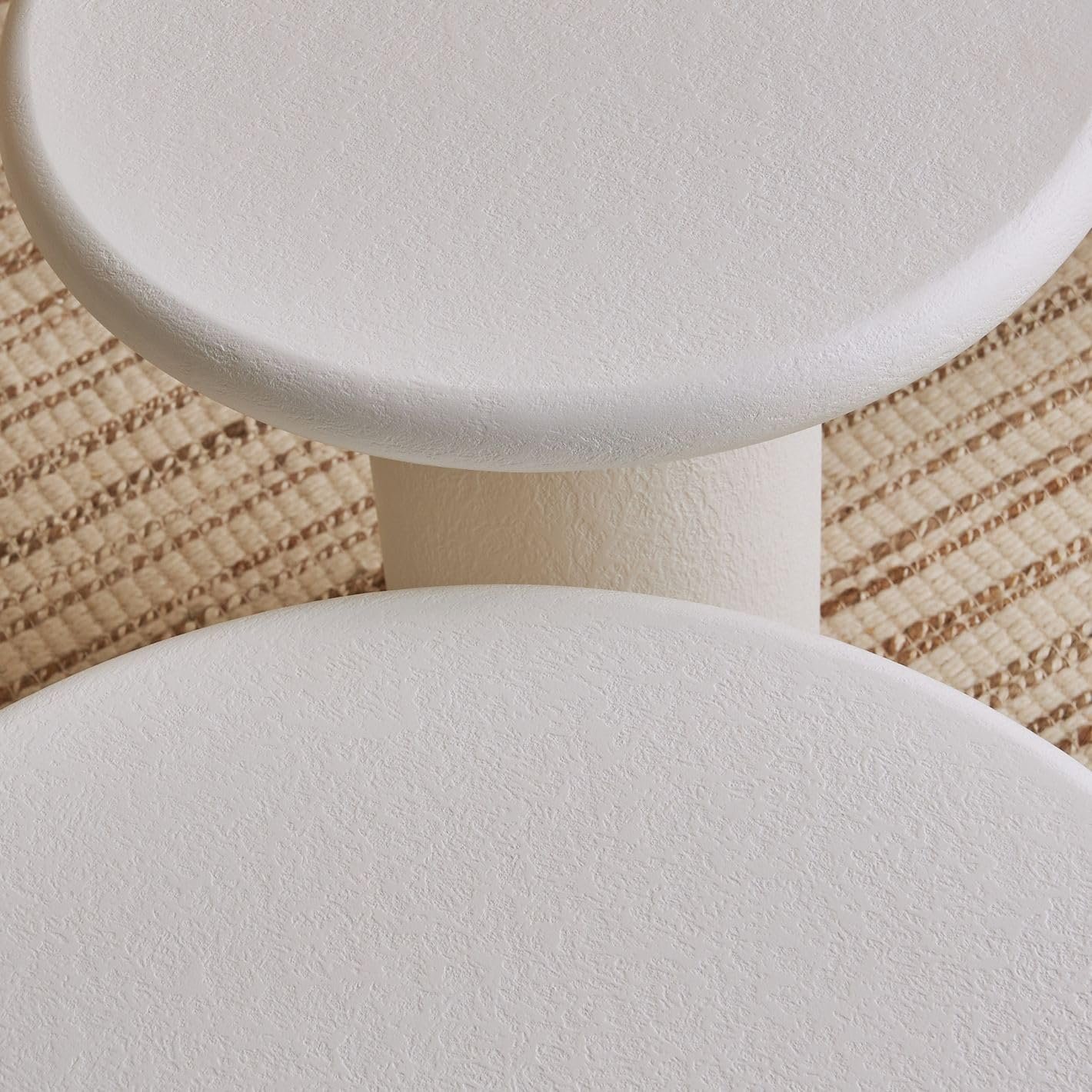 Karnak Sway 2-Piece Coffee Table Set | Modern Round MDF Tables with Plaster Finish | Pedestal Base Center Tables for Living Room Décor (Black) - Image 8