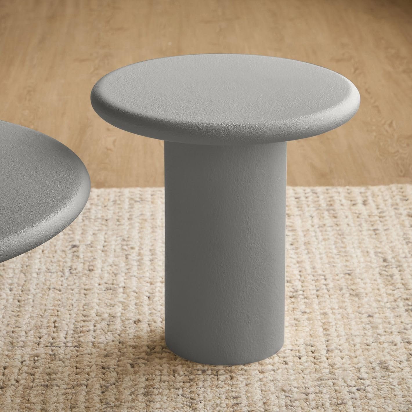 Karnak Sway 2-Piece Coffee Table Set | Modern Round MDF Tables with Plaster Finish | Pedestal Base Center Tables for Living Room Décor (Black) - Image 13