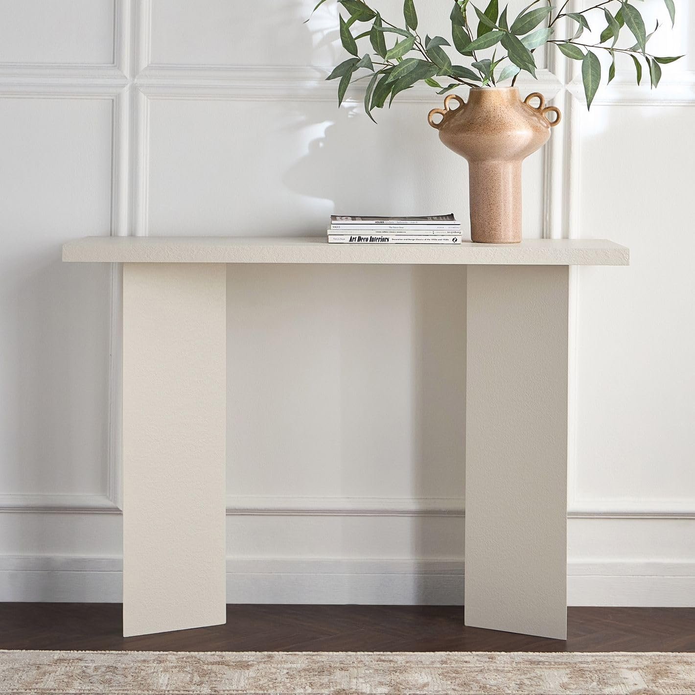 Karnak Whisper Console Table | Modern Engineered Wood Console with Textured Finish | Stylish Hallway & Living Room Furniture (Biege) - Image 3