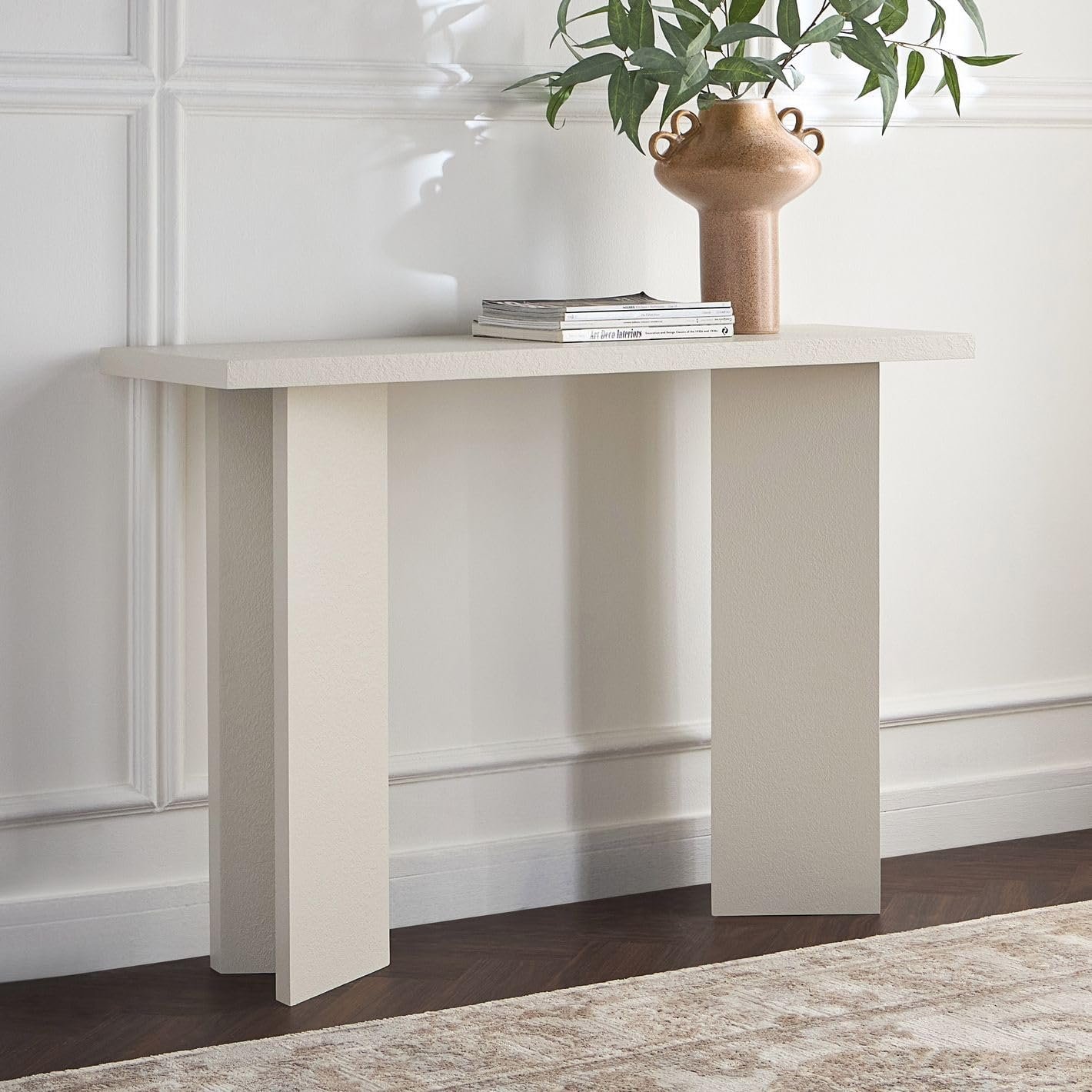 Karnak Whisper Console Table | Modern Engineered Wood Console with Textured Finish | Stylish Hallway & Living Room Furniture (Biege) - Image 6