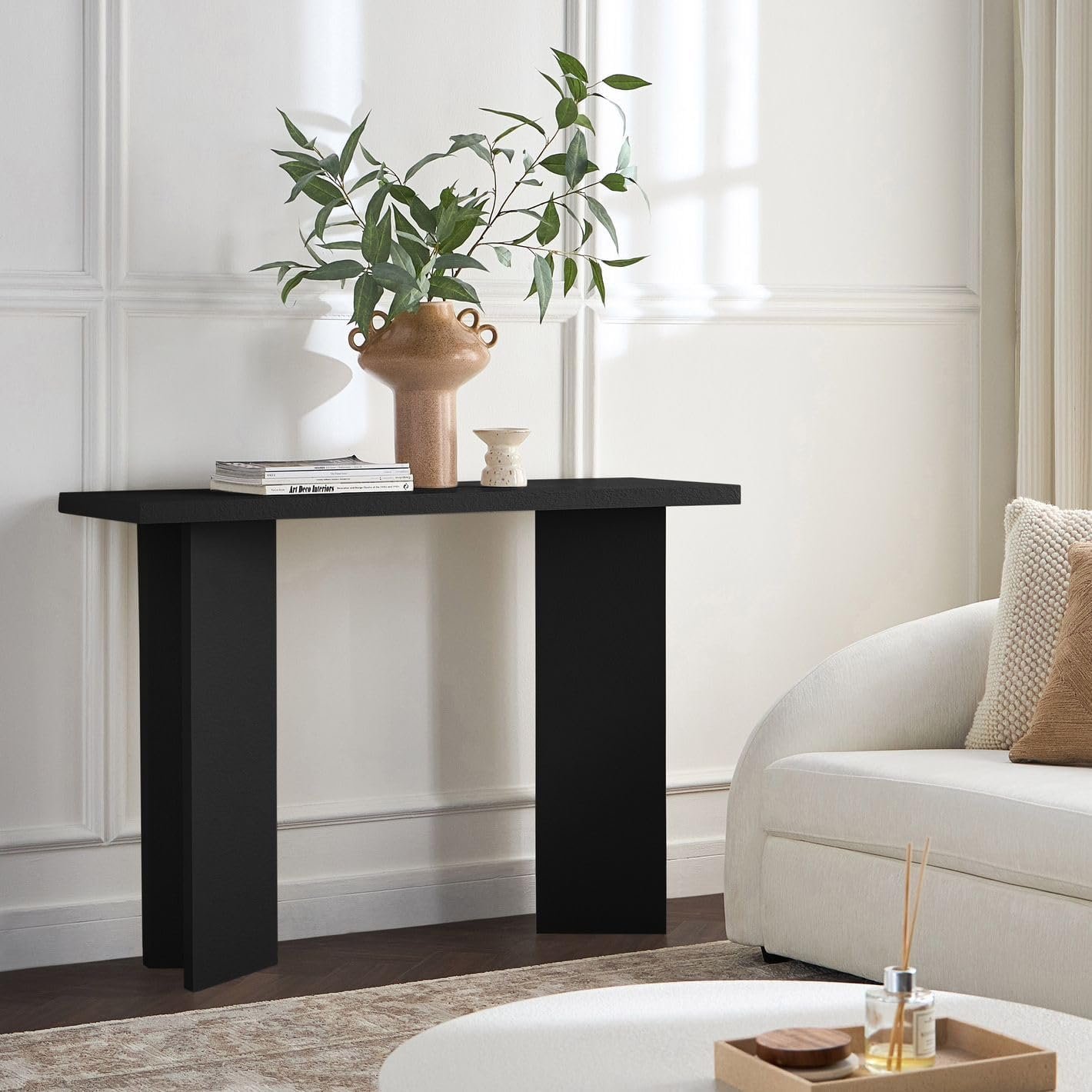 Karnak Whisper Console Table | Modern Engineered Wood Console with Textured Finish | Stylish Hallway & Living Room Furniture (Biege) - Image 8