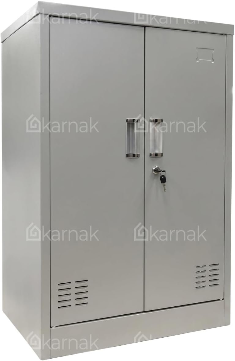 Karnak Chada Stainless Steel Shoe Rack | 4 Shelf Shoe Cabinet | Compact Shoe Storage Unit | 2 Door Metal Shoe Cabinet for Home Office & Entryway Furniture (Grey) - Image 8