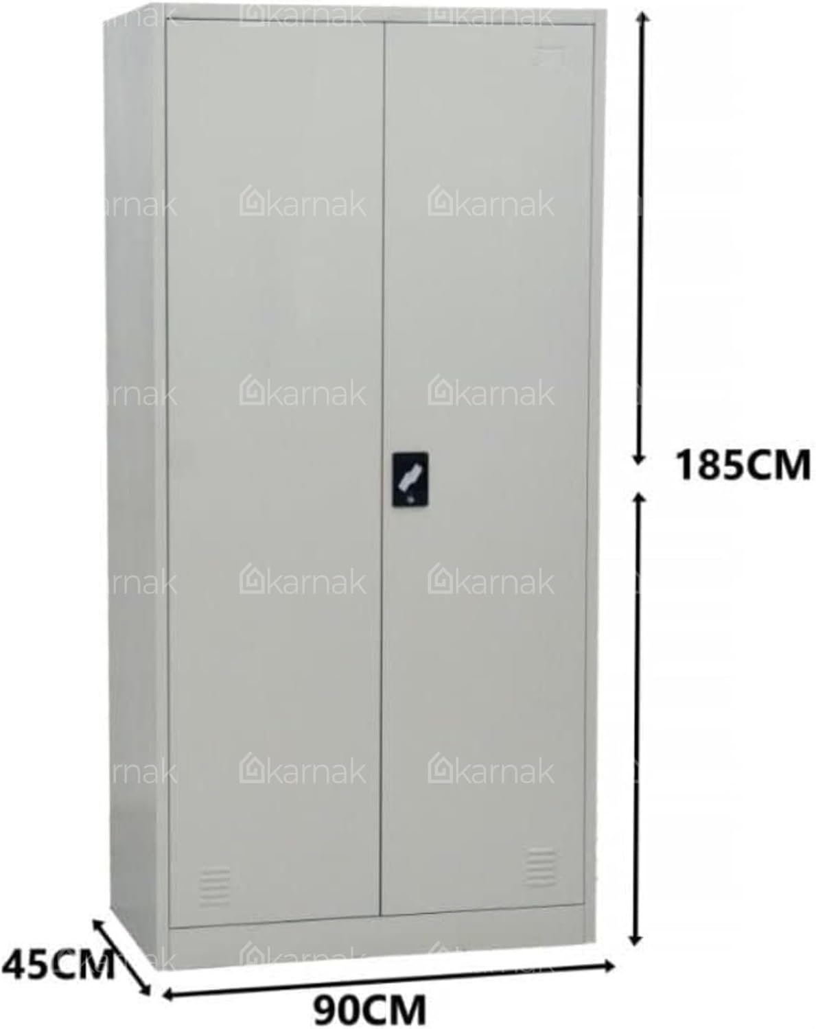 Karnak Guinna 2 Door Metal Filing Cabinet with Locker | Office Cupboard File Storage Cabinet for Home, School & Office Storage (Grey) - Image 2