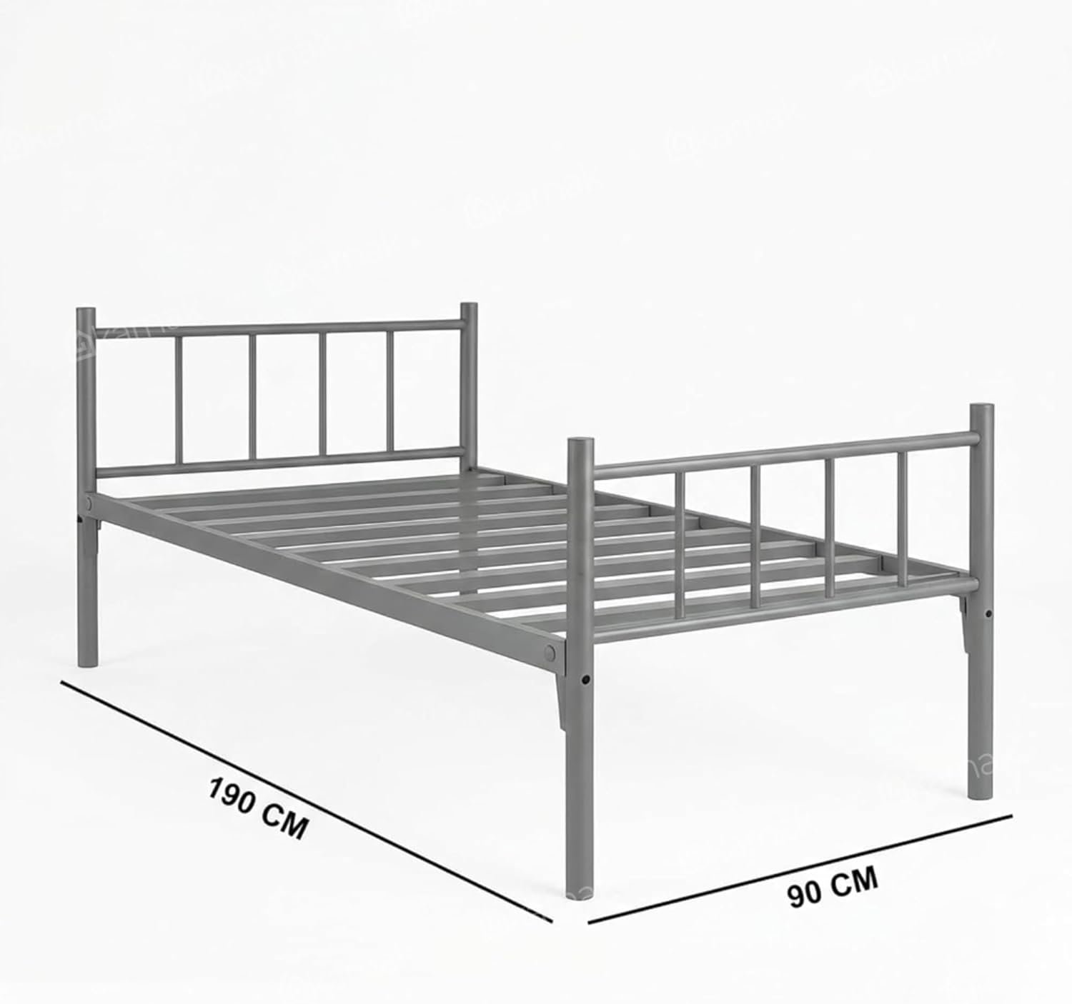 Karnak Mason Heavy Duty Steel Single Size Bed | Noise-Free Durable & Stylish Easy to Move Bedframe | Space-Saving Frame Bedding for Home, Guest Room Furniture (Grey) - Image 2