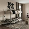 Karnak Koffler Iron Metal Bunk Bed | Heavy Duty Grey Twin Layer Bed Frame | Durable & Space-Saving Bunk Bed with Guard Rails and Ladder for Home, Apartment, Staff or Hostel Furniture