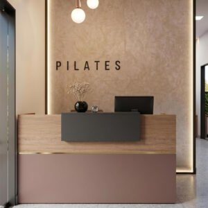 Karnak Bishock Reception Table 120cm with Lockable Drawers | Front Reception Desk | Multifunctional Modern Office Front Counter Table for Retail Hotel Clinic Workspace