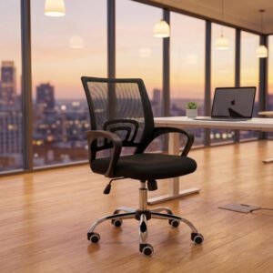 Karnak Loriece Medium Back Office Chair | Mesh Executive Chair | Adjustable 360?Swivel Gaming Office Chair for Home & Office Furniture (Black)